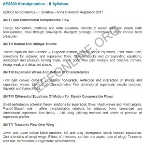 AE8503 Aerodynamics - II Syllabus