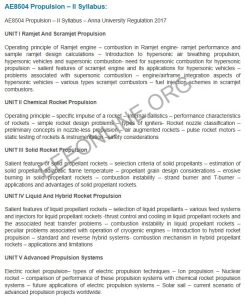 AE8504 Propulsion - II Syllabus