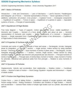 GE8292 Engineering Mechanics Syllabus