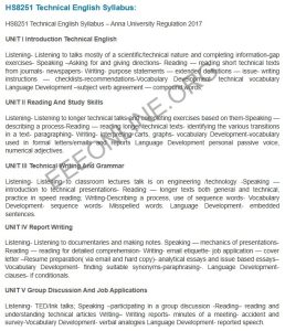 HS8251 Technical English Syllabus