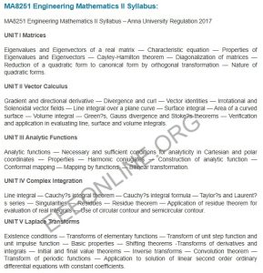 MA8251 Engineering Mathematics II Syllabus