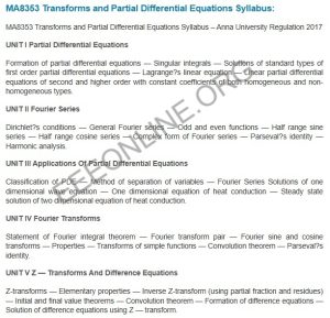 MA8353 Transforms and Partial Differential Equations Syllabus