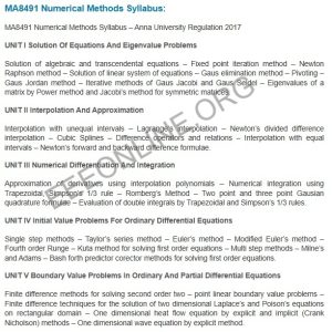 MA8491 Numerical Methods Syllabus.