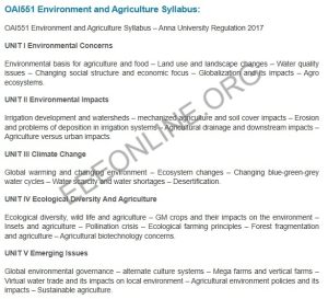 OAI551 Environment and Agriculture Syllabus