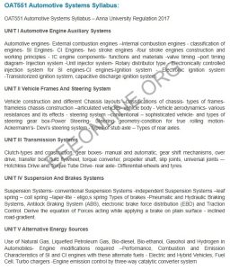 OAT551 Automotive Systems Syllabus