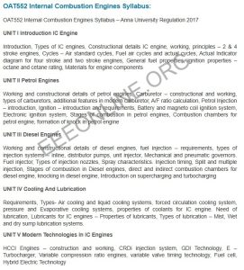 OAT552 Internal Combustion Engines Syllabus